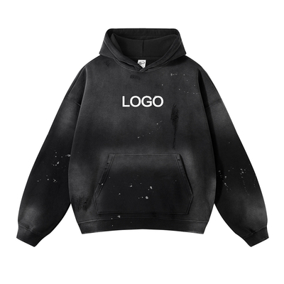 comprar Tela de poliéster / algodão Design personalizado Homens de maior tamanho Vintage lavado pulôver com capuz online manufacture