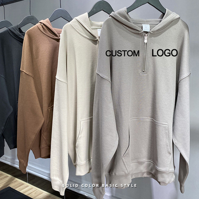 comprar 300g-700g de algodão Unisex Homem Streetwear Puff Print de tamanho grande Meio Zip Up Hoodies 3xl 4xl 5xl online manufacture