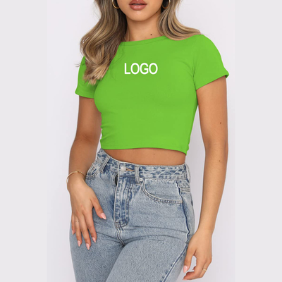 comprar Y2K Manga curta Neck de poliéster T-shirt base para mulheres personalizada online manufacture