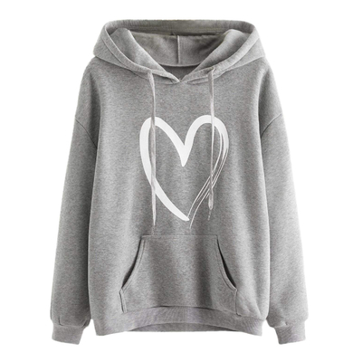 comprar camisola de capuz de bordados personalizados Tendência de moda de outono Impressão de coração casual feminina Pullover de manga longa online manufacture