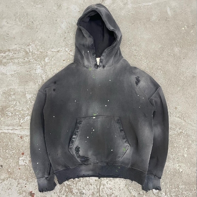 comprar Homem Custom Sun Fading Hoodie Preto com Vintage Distressed Acid Wash em 100% de algodão online manufacture