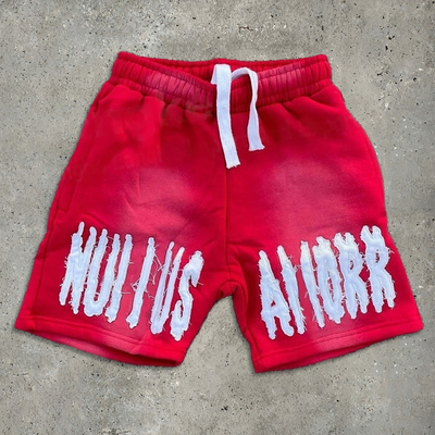 comprar Red Running Acid Wash Shorts Set Vintage Style Sun Fade Sweat Shorts Embroidered Logo online manufacture