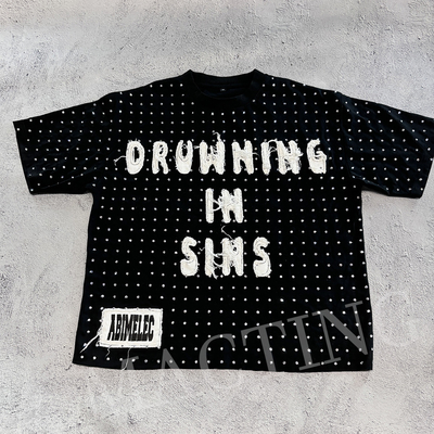 comprar Roupas de rua personalizadas camisetas cortadas em strass bordados para homens online manufacture