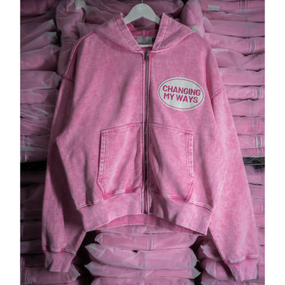 comprar Custom rosa lavado pela neve, bordado, patch de bordados, peso pesado, box fit, ombreira 100% de algodão, zip up, capuz online manufacture