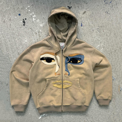 comprar Costume espesso pesado 100% algodão ácido lavagem francesa Terry Distressed Patch Work bordado zip up Hoodies homens online manufacture