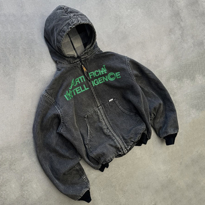 comprar Peso pesado personalizado Boxy Fit Vintage Acid Wash Rasgado Distressed Zip Up Denim Hoodie Jacket Homens online manufacture