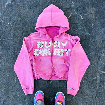 comprar Vintage lavado de lã francesa Terry pesos pesados espessa cristal de strass duplo fechado Hoodie Homens online manufacture