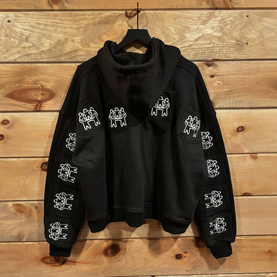 comprar Custom Full Multi Pockets Zip Up Oversized Hoodie cortado Homens Unisex bordado Impressão Heavyweight Hoodies online manufacture