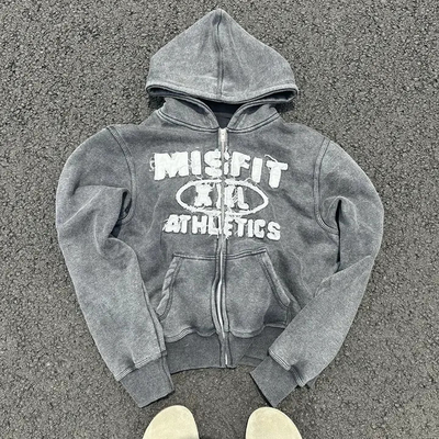 comprar Custom Vintage Stone Lavado Aplique Patchwork bordado Hoodies algodão pesado cinza cortado fechado Distressed Hoodie online manufacture