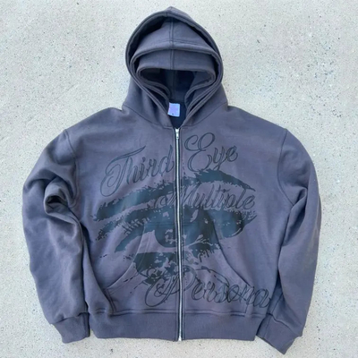 comprar Logotipo de impressão de tela personalizado 100% de algodão Terry francês Hoodie de grande porte Boxy cortado Zip Up Triple Hood Hoodies para homens online manufacture