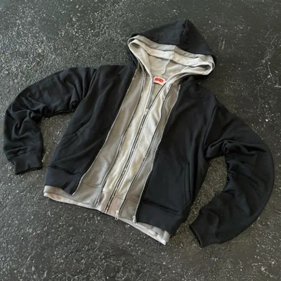 comprar Fabricante Custom French Terry Cotton Boxy Unisex Stone Wash Hoodies Heavyweight Double Triple Layer Zip Up Blank Hoodie Homens online manufacture