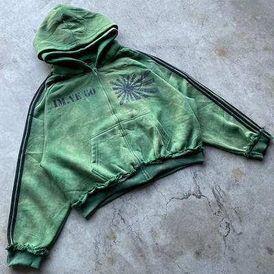 comprar Custom Reversible Reverse Weave Peso pesado Algodão Distressed Vintage Acid Wash Oversized Boxy Zip Up Double Hooded Hoodie online manufacture