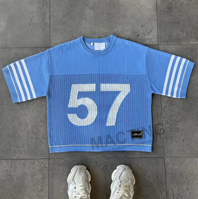 comprar Roupas de rua camiseta personalizada de alta qualidade bordado manga curta caixa cortada algodão malha de malha Jersey camiseta de malha online manufacture