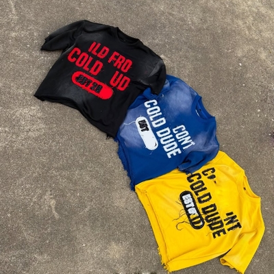 comprar Fabricante de T-Shirt Custom Acid Wash Sun Fade Distressed Embroidery 100% Cotton Boxy Vintage T-Shirt cortado para homens online manufacture