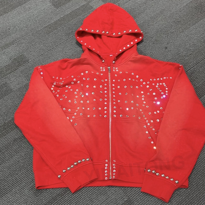 comprar Moletom Masculino Streetwear com Strass Personalizado Jaqueta Baggy com Diamantes Desbotados online manufacture