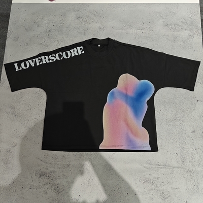comprar Camisetas de algodão premium personalizadas com impressão de 240 gsm, gola careca, corte oversized, bainha crua, estilo boxy cropped para homens online manufacture