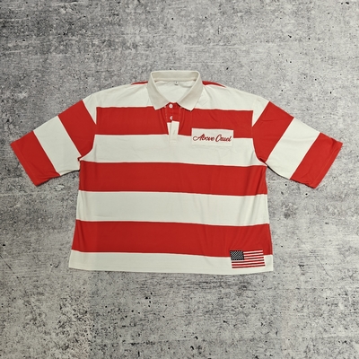 comprar Rugby Retro Futebol Lapel T-shirt de grande porte T-shirts cortados em caixa Fabricante Botão para cima 100% de algodão camisas de polo com listras online manufacture