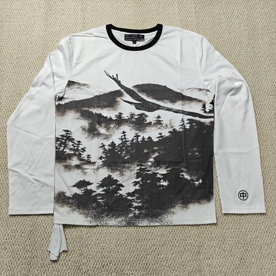 comprar Camiseta de manga comprida masculina com gola careca, ombros caídos, oversized, pesada, 100% algodão, com impressão gráfica personalizada online manufacture