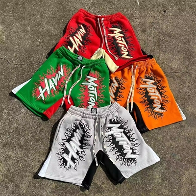 Roupas de rua de algodão personalizadas Jogger Saco de lavagem de ácido Puff Impressão Casual Shorts de sucesso