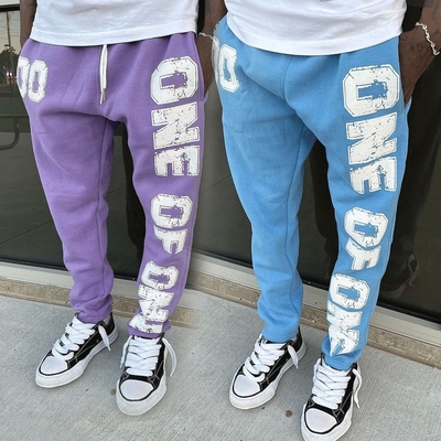 Vintage Lavado 100% algodão calças de jogging unisex para bordados personalizados logotipo de impressão de borracha