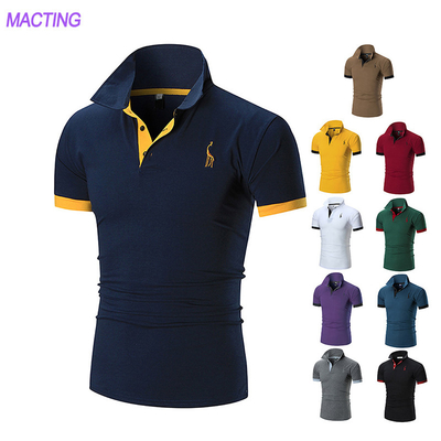 Tecido de tricô Logotipo personalizado Golf Casual Plano Algodão Poliéster Camisas Polo T-shirt Para Homens