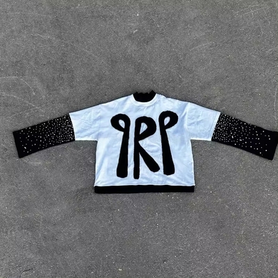 Suporte de bordado de logotipo personalizado Aplique Patch Boxy T-Shirt gráfico cortado para homens