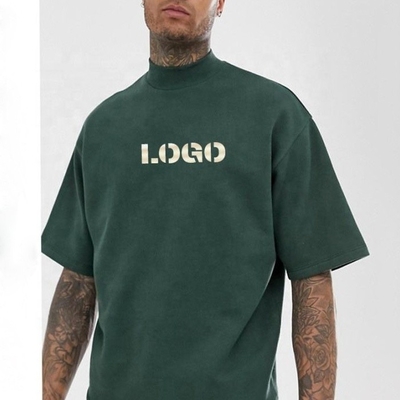 Camisetas de tamanho grande e em branco para homens, por atacado, de espaldar e ombros, camisetas de pescoço falso, 100% de algodão