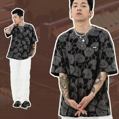 O-Neck Unisex Streetwear Custom 100% algodão gráfico todo sobre tela Impressão T-Shirt