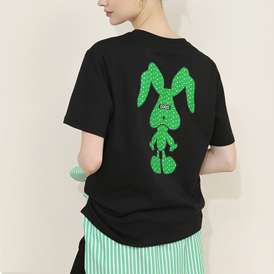 T-shirts de couro redondo de algodão