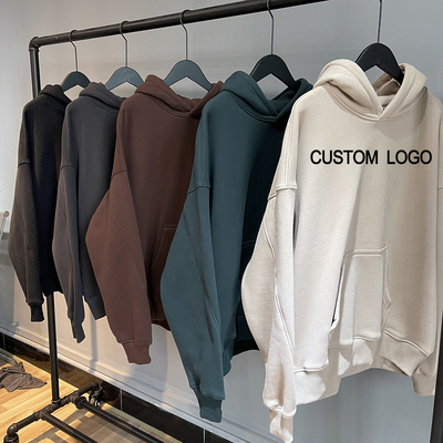 Thick French Terry Fleece Homem grande oversized capuz Drop castanho cinzento Shoulder Hoodies estilo Pullover