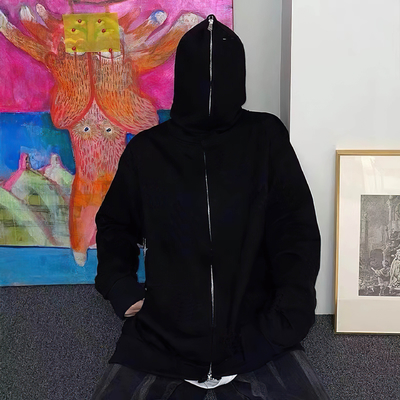 Homem Custom Full Face Zip Neck Hoodie em M-3XL ou tamanho personalizado com tecido Terry Francês
