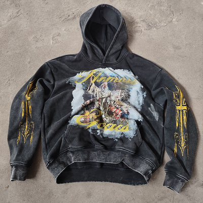 Fleece 100% algodão peso pesado Francês Terry DTG Impressão de pulôver com capuz para homens