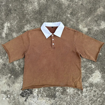 Fabricante de alta qualidade 100% algodão vintage lavagem ácida camiseta cortada de caixa personalizada Homme camiseta de manga curta polo para homens