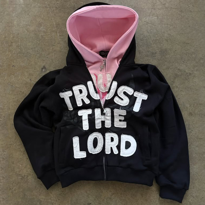 Roupas de rua personalizadas com fecho de caixa de grande porte Pesado 100% de algodão Terry Acid Wash bordado Distressed Zip Up Hoodie