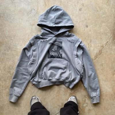 2025 New Design Veste Hoodie Custom Pesado 100% Algodão Impresso Vintage Lavado Pullover Distressed Boxy Hoodies para Homens