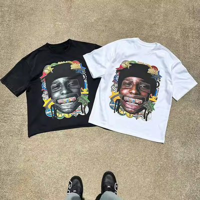 T-shirts de algodão pesado e grosso T-shirts de impressão de tela Homens T-shirt gráfica de impressão Dtg