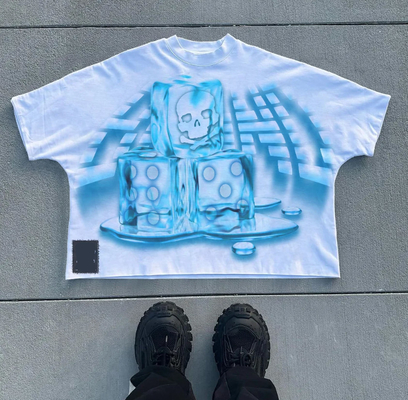 100% de algodão customizado Boxy Fit Vintage T-Shirt lavado com ácido T-Shirt desbotado com sol T-Shirts gráficos Homens OEM / ODM Suporte Serviço OEM / ODM