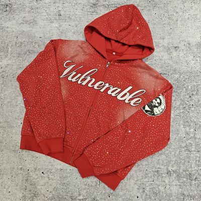 Moletom com capuz oversized folgado e folgado de luxo com diamantes personalizados, moletom vintage de streetwear, moletom pesado com strass para homens