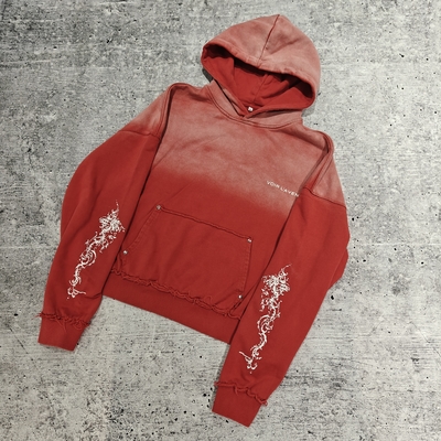 Moletom Pullover Reversível com Costura Personalizada French Terry Pesado Lavagem Ácida Desbotada com Sol Desgastado Moletom Masculino