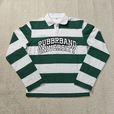 Camiseta masculina personalizada com botão, gola, algodão pesado, estampa, patch bordado, manga longa, camisa de rugby, camiseta polo para homens
