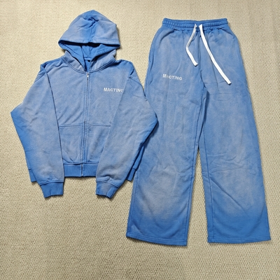 Moletom Pullover Reversível com Costura Personalizada French Terry Pesado Lavagem Ácida Desbotada com Sol Desgastado Moletom Masculino