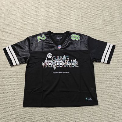 Logotipo de impressão de tela de Rhinestone personalizado American Retro Football Jersey Mens High Quality Mesh Boxy Cropped Rugby Jersey